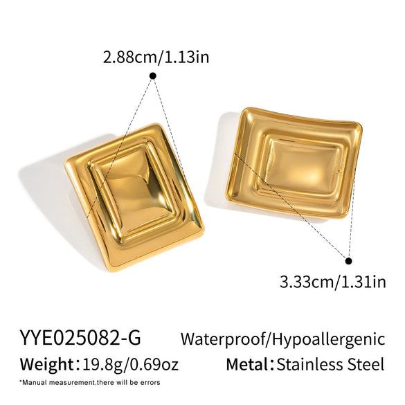 Minimalist Personality Square Titanium Steel Stud Earrings With Colorblocking And Pvd Vacuum Real Gold Electroplating For Unisex Wholesale Jewelry