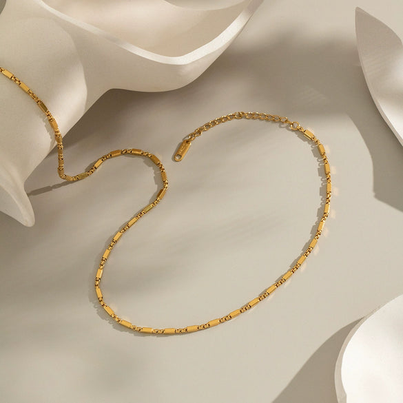 Minimalist Plain Stackable Hiphop Punk Stainless Steel Chain With 18K Gold Electroplated Nonfading Geometric Design