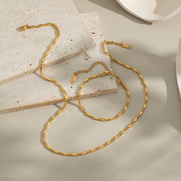 Minimalist Plain Stackable Hiphop Punk Stainless Steel Chain With 18K Gold Electroplated Nonfading Geometric Design