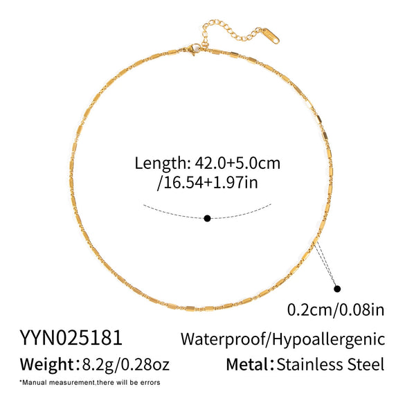 Minimalist Plain Stackable Hiphop Punk Stainless Steel Chain With 18K Gold Electroplated Nonfading Geometric Design