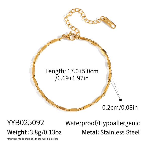 Minimalist Plain Stackable Hiphop Punk Stainless Steel Chain With 18K Gold Electroplated Nonfading Geometric Design