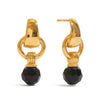 Minimalist Retro Style Stainless Steel Geometric Earrings With Black Crystal And Electroplating
