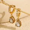 Minimalist Retro 316L Stainless Steel Zircon Drop Earrings For Women With Electroplating