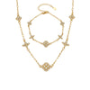 Minimalist Rhinestone Four Leaf Clover Stainless Steel Necklace And Bracelet Jewelry Set Electroplated Unisex Chain Accessories