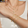 Minimalist Rhinestone Four Leaf Clover Stainless Steel Necklace And Bracelet Jewelry Set Electroplated Unisex Chain Accessories