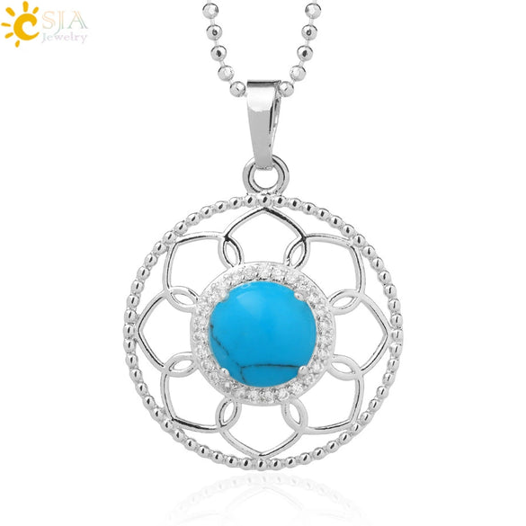 Minimalist Round Crystal Stone Pendant Necklace With Ball Chain Lace Detail Unisex Fashion Jewelry For Men And Women