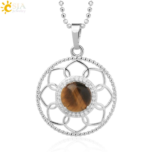 Minimalist Round Crystal Stone Pendant Necklace With Ball Chain Lace Detail Unisex Fashion Jewelry For Men And Women