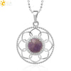 Minimalist Round Crystal Stone Pendant Necklace With Ball Chain Lace Detail Unisex Fashion Jewelry For Men And Women