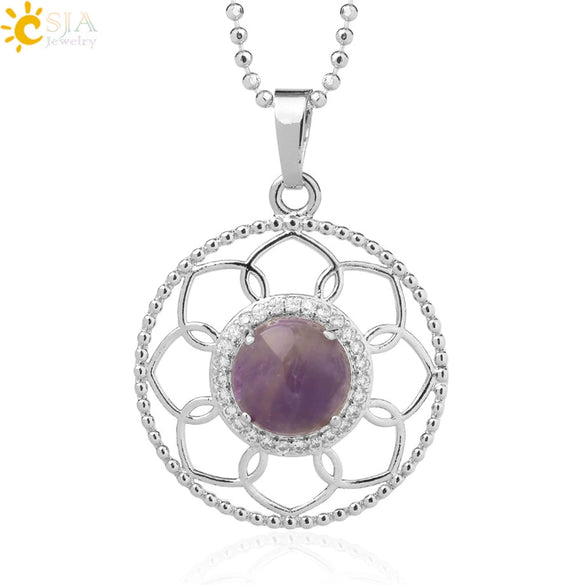 Minimalist Round Crystal Stone Pendant Necklace With Ball Chain Lace Detail Unisex Fashion Jewelry For Men And Women