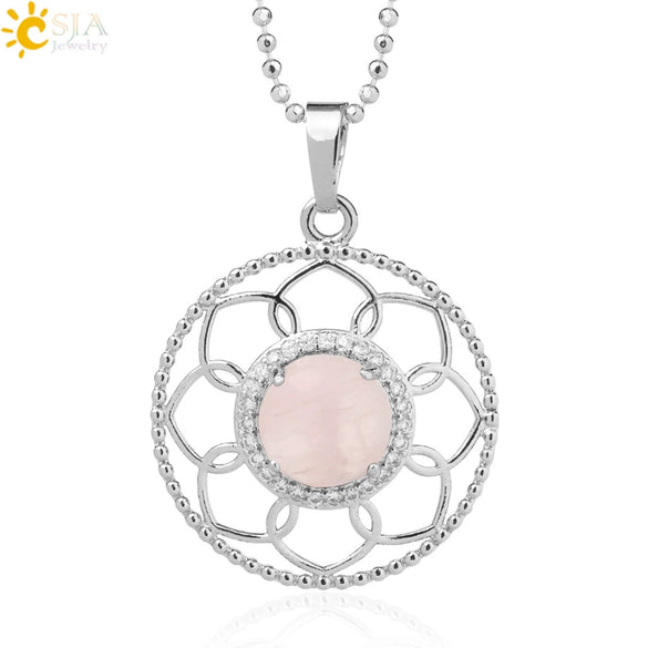 Minimalist Round Crystal Stone Pendant Necklace With Ball Chain Lace Detail Unisex Fashion Jewelry For Men And Women