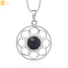 Minimalist Round Crystal Stone Pendant Necklace With Ball Chain Lace Detail Unisex Fashion Jewelry For Men And Women
