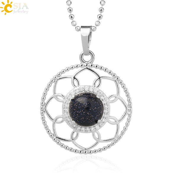 Minimalist Round Crystal Stone Pendant Necklace With Ball Chain Lace Detail Unisex Fashion Jewelry For Men And Women