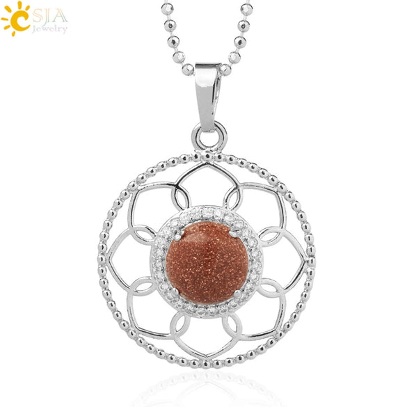 Minimalist Round Crystal Stone Pendant Necklace With Ball Chain Lace Detail Unisex Fashion Jewelry For Men And Women