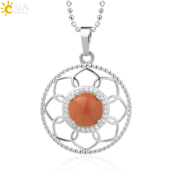 Minimalist Round Crystal Stone Pendant Necklace With Ball Chain Lace Detail Unisex Fashion Jewelry For Men And Women
