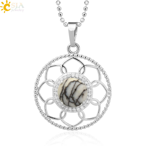 Minimalist Round Crystal Stone Pendant Necklace With Ball Chain Lace Detail Unisex Fashion Jewelry For Men And Women