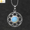 Minimalist Round Crystal Stone Pendant Necklace With Ball Chain Lace Detail Unisex Fashion Jewelry For Men And Women