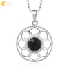 Minimalist Round Crystal Stone Pendant Necklace With Ball Chain Lace Detail Unisex Fashion Jewelry For Men And Women