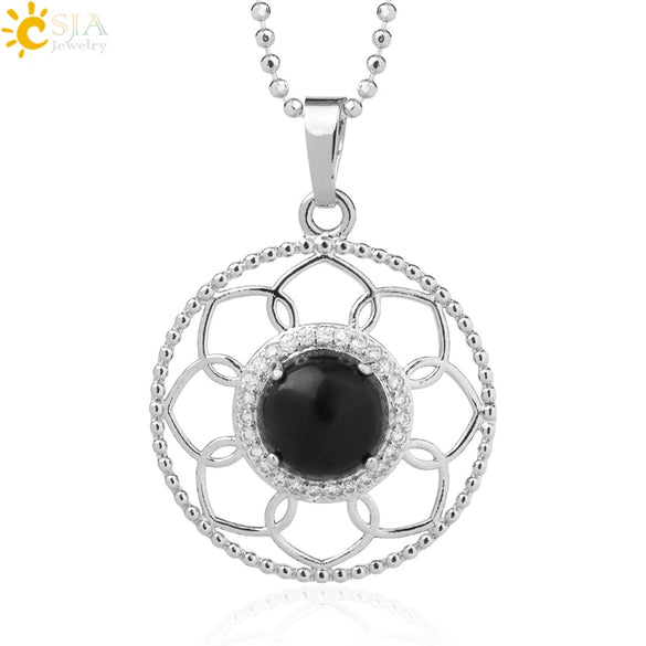 Minimalist Round Crystal Stone Pendant Necklace With Ball Chain Lace Detail Unisex Fashion Jewelry For Men And Women