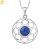 Minimalist Round Crystal Stone Pendant Necklace With Ball Chain Lace Detail Unisex Fashion Jewelry For Men And Women