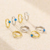 Minimalist S925 Silver Ins Cold Style Geometric Opal Inlaid Earring With Electroplating