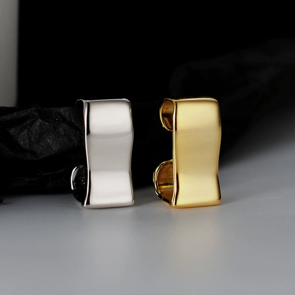 Minimalist S925 Sterling Silver Geometric Glossy Ear Clip For Women Sweet Cool Style