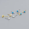 Minimalist 925 Silver Geometric Diamondencrusted Synthetic Opal Earrings For Women With Electroplating