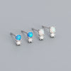 Minimalist 925 Silver Geometric Diamondencrusted Synthetic Opal Earrings For Women With Electroplating