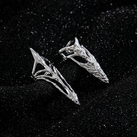 Minimalist Skeleton Ring Set For Women Copper Electroplated Wearable Nail Ring