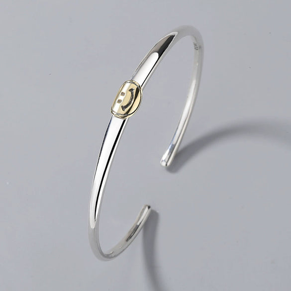 Minimalist Smiley Face Geometric Bracelet For Women In S925 Sterling Silver Electroplated Simple All Match Jewelry