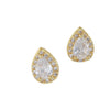 Minimalist Sparkling Diamond Water Drop Copper Goldplated Stud Earrings For Women