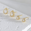 Minimalist Sparkling Diamond Water Drop Copper Goldplated Stud Earrings For Women