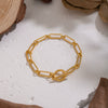 Minimalist Stacked Geometric Paperclip Chain Necklace And Bracelet Set Electroplated Stainless Steel And Titanium Steel Hip Hop Punk Streetwear Style For Women