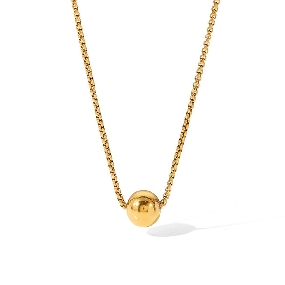 Minimalist Stainless Steel And Titanium Steel Geometric Round Ball Pendant Necklace With Electroplating