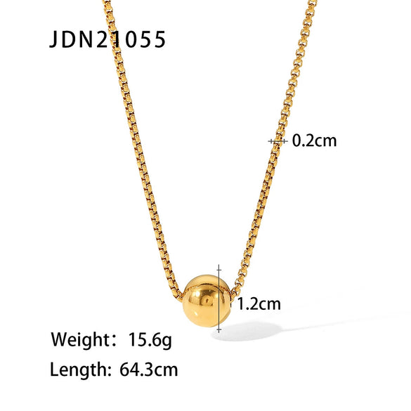 Minimalist Stainless Steel And Titanium Steel Geometric Round Ball Pendant Necklace With Electroplating