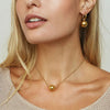 Minimalist Stainless Steel And Titanium Steel Geometric Round Ball Pendant Necklace With Electroplating