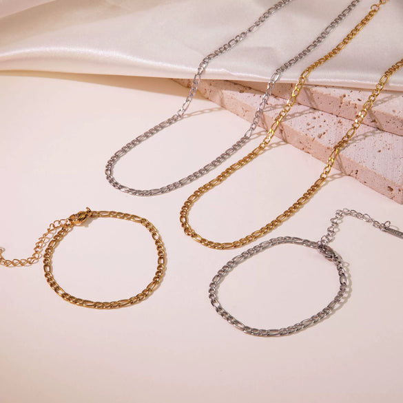 Minimalist Stainless Steel And Titanium Steel Plain Chain Women's Necklace With Electroplating