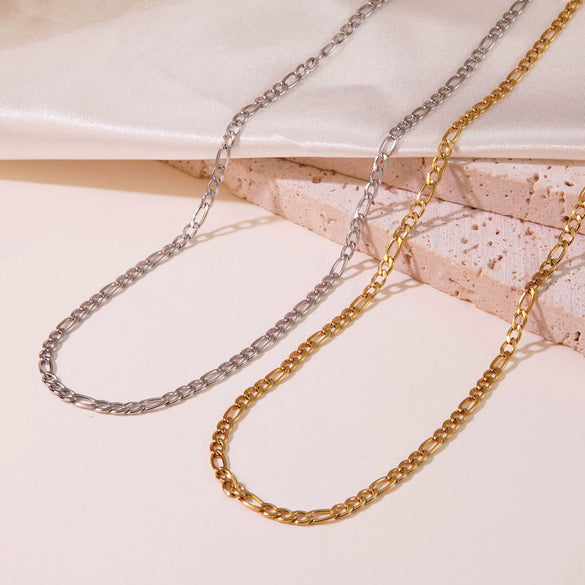 Minimalist Stainless Steel And Titanium Steel Plain Chain Women's Necklace With Electroplating