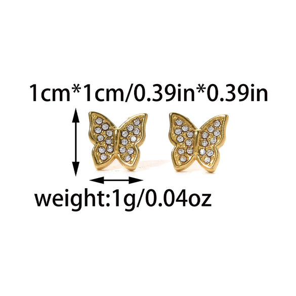Minimalist Stainless Steel Butterfly Stud Earrings Animal Style Electroplated Jewelry