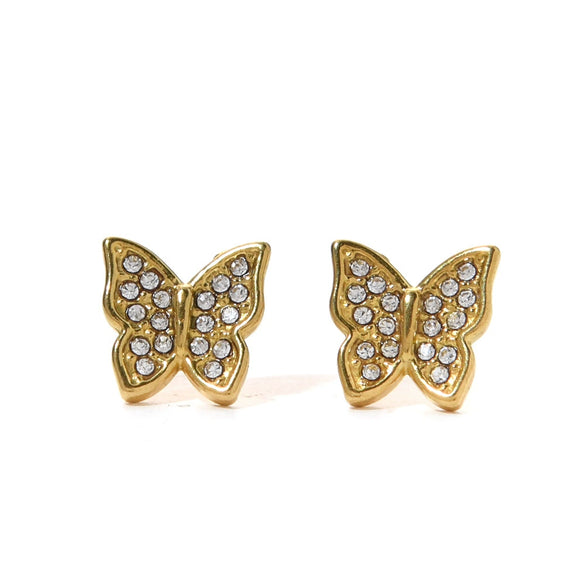 Minimalist Stainless Steel Butterfly Stud Earrings Animal Style Electroplated Jewelry