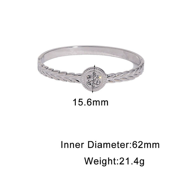 Minimalist Stainless Steel Clasp Bracelet With Geometric Wheat Ear Design Electroplated Light Luxury High End Accessory