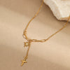 Minimalist Stainless Steel Clavicle Chain With Geometric Pattern And Star Pendant Electroplated