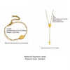 Minimalist Stainless Steel Cross Necklace And Bracelet Set With Crown And Roman Numeral Pattern Electroplated Gold Finish
