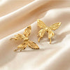Minimalist Stainless Steel Dragonfly And Butterfly Stamped Earrings For Women Fashion Animal Design Non Fading Stud Earrings