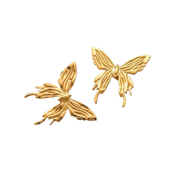Minimalist Stainless Steel Dragonfly And Butterfly Stamped Earrings For Women Fashion Animal Design Non Fading Stud Earrings