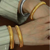 Minimalist Stainless Steel Elastic Ring Bracelet Titanium Steel Plated 18K Gold Striped Bracelet