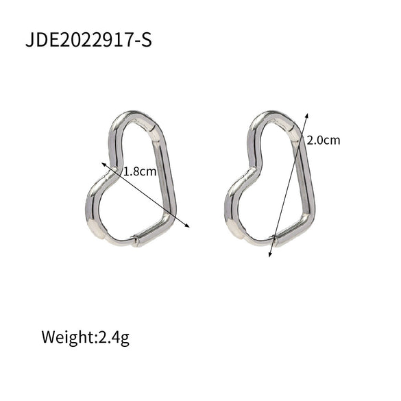 Minimalist Stainless Steel Electroplated 18K Gold Heart Shaped Geometric Earrings For Women