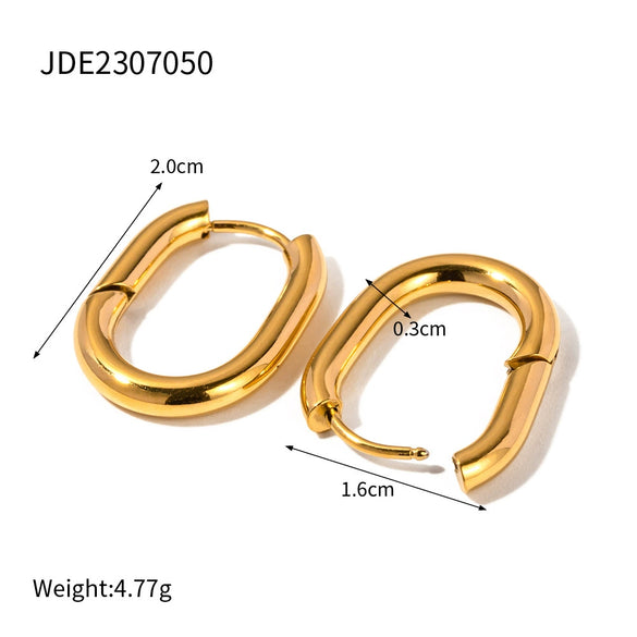 Minimalist Stainless Steel Electroplated 18K Gold Heart Shaped Geometric Earrings For Women