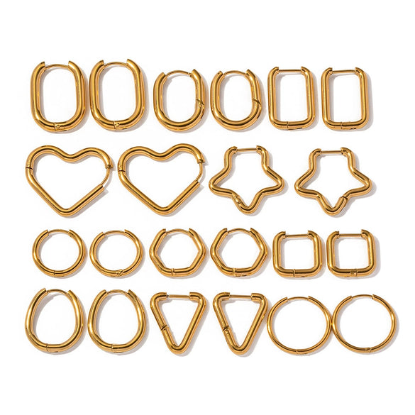 Minimalist Stainless Steel Electroplated 18K Gold Heart Shaped Geometric Earrings For Women