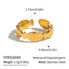 Minimalist Stainless Steel Fishbone Open Ring With Goldplated Finish Vacuum Electroplated Unisex Jewelry