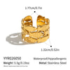 Minimalist Stainless Steel Fishbone Open Ring With Goldplated Finish Vacuum Electroplated Unisex Jewelry